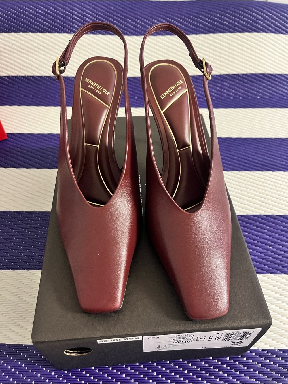 Kenneth Cole Maroon Slingback Square-Toe Heels